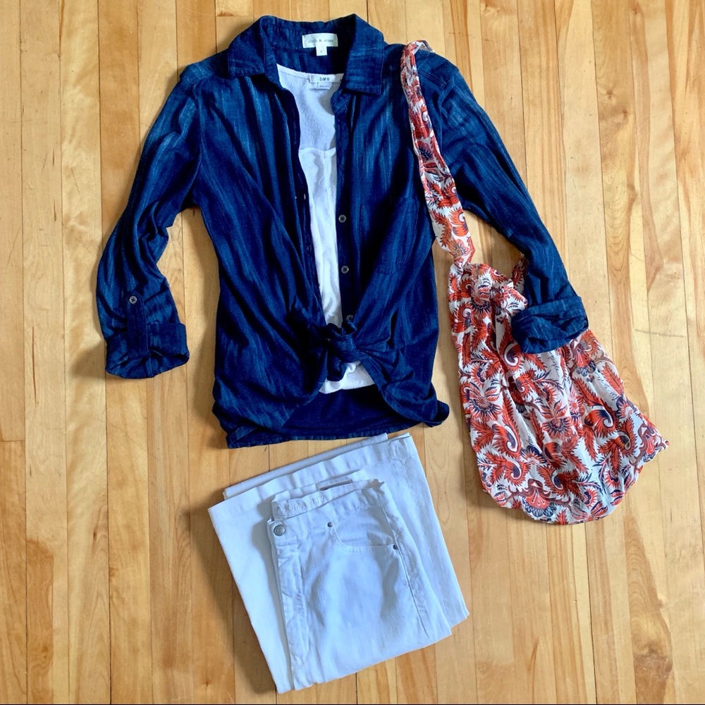 Anthropologie Cloth & Stone printed chambray top